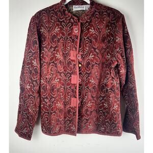 VTG Flashback Red Women’s Tapestry Jacket SZ M Western Festival Tassel Buttons